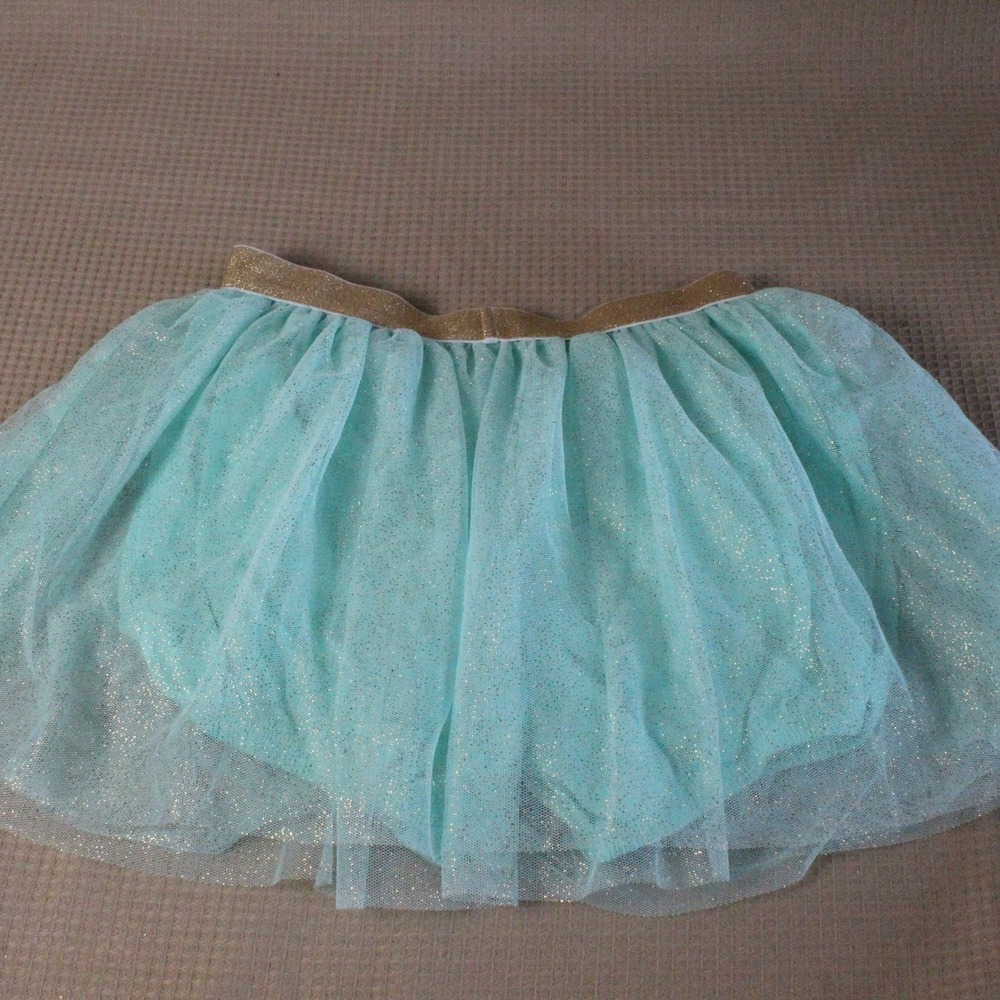 Disney Princess Jasmine Tutu Skirt Size 7/8 Mint Gold Glitter Skort Balletcore